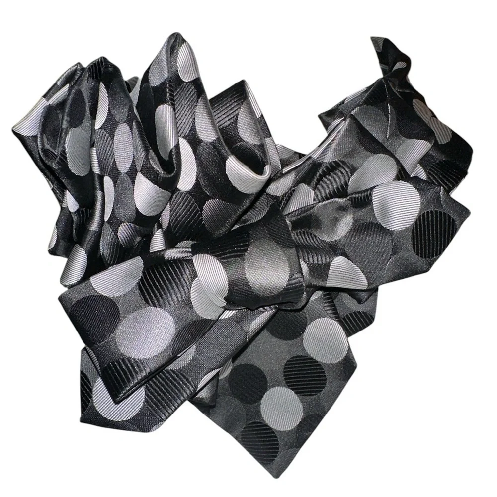 Lilian Asterfield up cycled ascot silk scarf neck tie polka dot